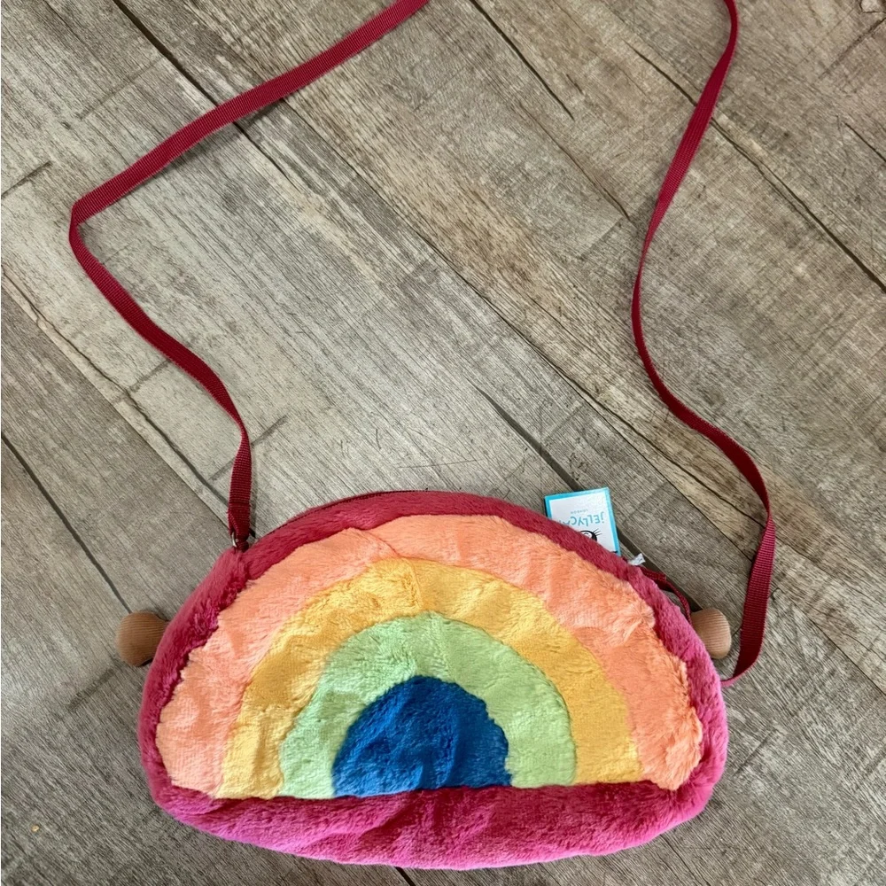 Retired Jellycat Amuseables Rainbow Plush‎ Crossbody Bag NWT Soft Shoulder Purse